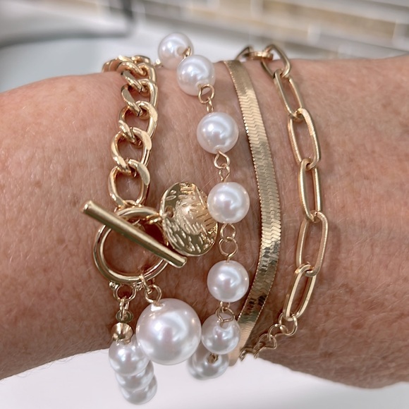 Vintage Style 18K Gold Plated 4 pcs Beaded Bracelet Set - Picture 4 of 4